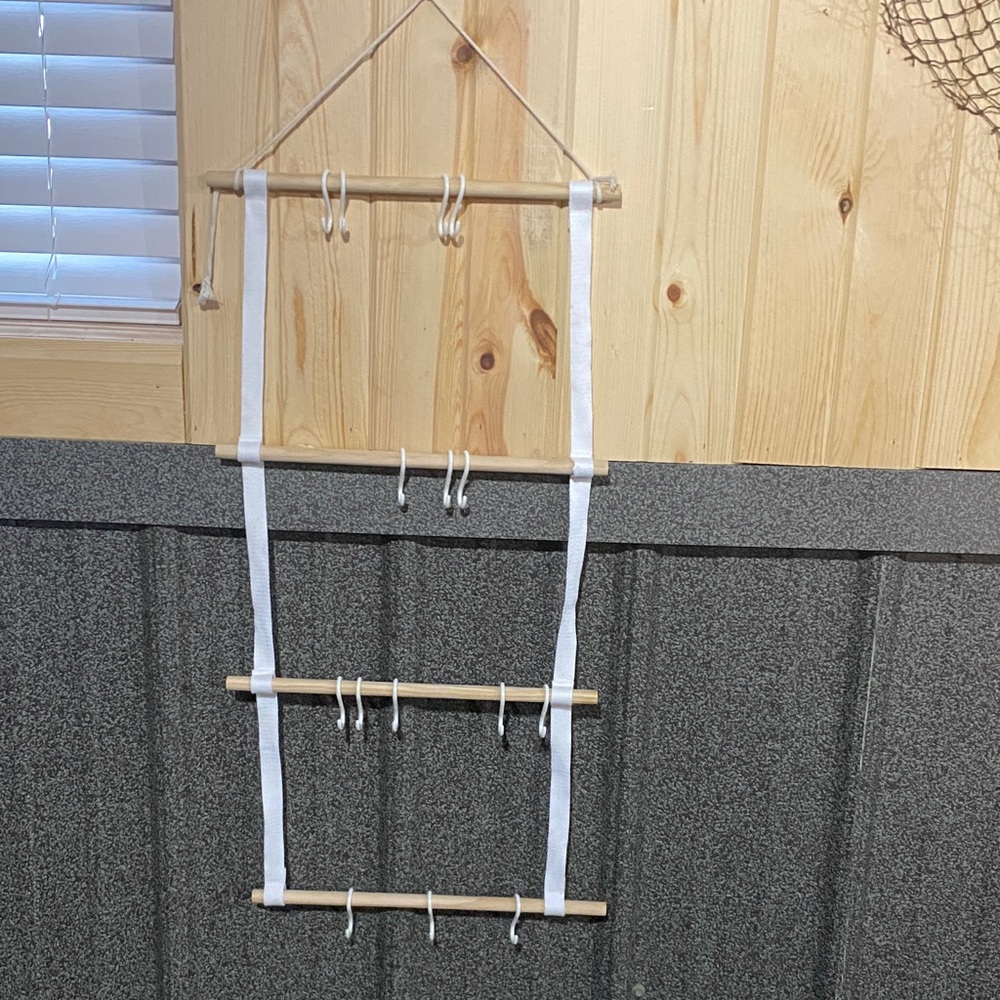 White Wooden Hair Accessory Organizer with lots infant head bands